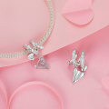 wholesale S925 Sterling Silver Plated White Gold Pink Paper Airplane Love Letter Pendant Charm Bracelet-0-2