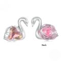 wholesale Silver-plated pink swan rose beads S925 pure silver loose beads-0-0