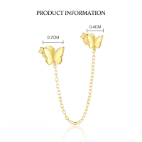 wholesale S925 Sterling Silver Cross-border Sweet Butterfly French Stud Earrings, Women's Fashionable And Niche Design Trendy Versatile-E4964-Gold/Pair 925 Silver