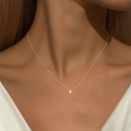 wholesale S925 Sterling Silver Classic Geometric Teardrop Marquise Ultra-sparkling Zircon Pendant Choker Necklace For Women-0-2