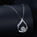 wholesale Sterling Silver 925, platinum-plated, teardrop moissanite necklace, lightweight luxury-0-2