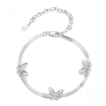 wholesale 925 Sterling Silver Butterfly Anklet For Women Adjustable Snake Chain Ankle Bracelet-0-0