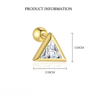 wholesale S925 Sterling Silver Geometric Square Luxury Sparkling Zircon Earrings For Women,。-E5092-Gold/Single 925 Silver