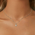 wholesale 925 Sterling Silver Cubic Zirconia Star Pendant Necklace Beaded Chain For Women-0-3