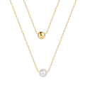wholesale S925 Sterling Silver Double Layer Stacking Pearl Bead Collarbone Necklace,。-0-0