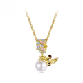 wholesale S925 Silver Autumn Bee Pendant Handmade Pearl Bead Bracelet Loose Beads-0-0