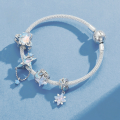 wholesale 925 Sterling Silver Blue Enamel Opal Star Dangle Charm With Cubic Zirconia For Bracelet-0-2