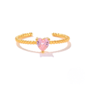 wholesale S925 Sterling Silver, K Gold Plated, Ins Style Geometric Interlocking Hearts Ring With Inlaid Zircons, Popular In Europe And America-0-5