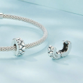 wholesale 925 silver platinum-plated heart positioning clasp charm bead bracelet-0-2