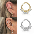 wholesale S925 Sterling Silver European And American Hot-selling Light Luxury Multi-zircon Zirconia Cartilage Nose Ring And Ear Clips-0-2