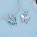 wholesale S925 Silver Plated White Gold Snowflake Butterfly Bracelet Pendant Beads-0-1