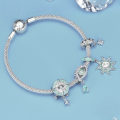 wholesale 925 Sterling Silver North Star Dangle Charm Blue Opal Bead For Bracelet-0-2