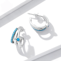 wholesale 925 Sterling Silver Turquoise Evil Eye Hoop Earrings For Women-0-0