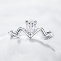 wholesale Sterling silver S925 water-drop zircon ring with pleated design, stylish and bold-0-4