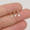 wholesale S925 Sterling Silver Four-prong Zircon Stud Earrings Set, Women's Korean Minimalist Design Daily Wear-0-3