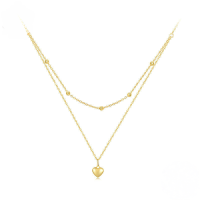 wholesale 925 Sterling Silver Layered Heart Pendant Necklace Beaded Ball Chain Necklace For Women-undefined