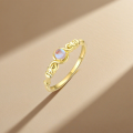 wholesale S925 Sterling Silver Vintage Palace-style Moonstone Ring With An Entwined Heart Design For Layering, Offering A Light Luxury And Advanced Feel-0-1