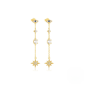 wholesale S925 Sterling Silver European Fashion Star Moon Chain Long Drop Fringe Earrings With Inlaid Zircons And Evil Eye-0-8