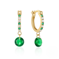 wholesale S925 Sterling Silver Super Sparkling Zircon Emerald Gemstone Hoop Earrings-0-0