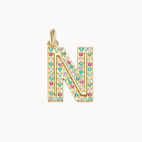 wholesale S925 Sterling Silver Luxury 26-letter Colored Zircon Initial Pendant, Cross-border Choker Necklace For Women-Gold Pendant-N