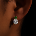wholesale 925 Sterling Silver New Classic Luxury Zircon-encrusted Emerald Stud Earrings,。-0-2