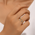 wholesale S925 Sterling Silver Adjustable Stackable Star And Moon Opal Necklace And Ring Set-0-4