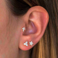 wholesale S925 Sterling Silver Single Cross Zircon-studded Threaded Ear Stud,ins。-0-3