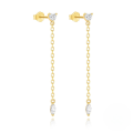 wholesale S925 Sterling Silver Tassel Chain Inlaid With Zircon Zircon Heart Earrings, Korean Style Light Luxury-0-5