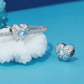 wholesale 925 Sterling Silver Blue Heart Charm Created Opal Cubic Zirconia Beads For Bracelet-0-2