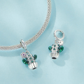 wholesale S925 Silver Cactus Beaded Pendant Charm Fine Desert Bracelet Accessory-0-1
