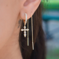 wholesale S925 Sterling Silver Tassel Mini Star Earrings With Inlaid Crystals, Perfect For Office Wear-0-3