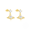 wholesale S925 Sterling Silver With Zircon, Pearl, And Planet Design Earrings, Trendy In-0-7