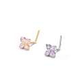 wholesale 925 Sterling Silver Zirconia Four-leaf Clover L-shaped Nose Stud Piercing Jewelry Qingdao Wholesale-0-0