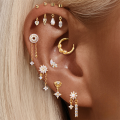 wholesale S925 Sterling Silver Floral Ocean Opal Bead Threaded Helix Ear Cuff With Crystal Accents And Fringe-0-1