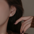 wholesale S925 Sterling Silver Four-point Star Zircon Ear Studs Women's Minimalist Versatile Korean Style Fashion Light Luxury Earrings-0-2