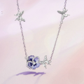 wholesale 925 Sterling Silver Purple Cubic Zirconia Flower Butterfly Pendant Necklace For Women-0-2