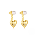 wholesale S925 Sterling Silver Double-layer Heart Earrings With Zircons, Butterfly, Pearl, And Petal Design-0-8