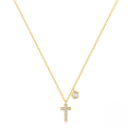 wholesale 925 Sterling Silver Exquisite Flower Cross Zircon Pendant Choker Necklace,ins-0-0