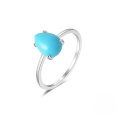 wholesale 925 Sterling Silver New Classic Four-claw Set Moonstone Ring With Turquoise-0-4