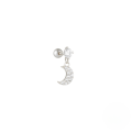 wholesale S925 Sterling Silver Moon Star Pendant Earrings With Screw Ball Threads For Cartilage Piercing-0-18