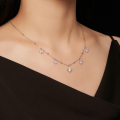 wholesale S925 Silver 1ct Shining Moissanite Clavicle Chain Necklace Light Luxury-0-4