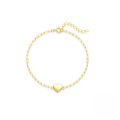 wholesale S925 Sterling Silver Polished Heart Paperclip Chain Bracelet, Korean Style, Minimalist, Versatile, Elegant-0-0