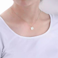 wholesale 925 Sterling Silver Flower Pendant Zircon Inlay Collarbone Chain Sweet Lovely Women's Necklace-0-2