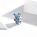 wholesale Sterling Silver S925 Flying Butterfly Beaded Bracelet Blue Enamel Insect Beads-0-3