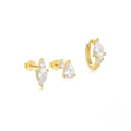 wholesale S925 Sterling Silver Geometric Teardrop Evil Eye Zircon Accent Earring Hoop And Stud Set-0-5