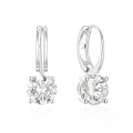 wholesale S925 Sterling Silver Super Sparkly Four-prong Zircon Accent Versatile Hoop Earrings-0-4