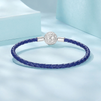 wholesale S925 Sterling Silver Classic Bead Knot Cord Leather Bracelet With Vintage Scroll Pattern-undefined