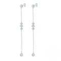 wholesale S925 Sterling Silver Tassel Chain Ins Zircon Inlaid Earrings For Daily Office Wear-0-5