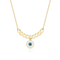 wholesale S925 Silver Minimalist Cuban Chain Evil Eye Drop Oil Women's Trendy Ins Necklace-0-0