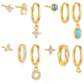 wholesale S925 Sterling Silver Elegant Oval Earring Set Wholesale with Vintage Turquoise Pendant Earrings and European & American Style Diamond and Opal Earrings for Women-0-0